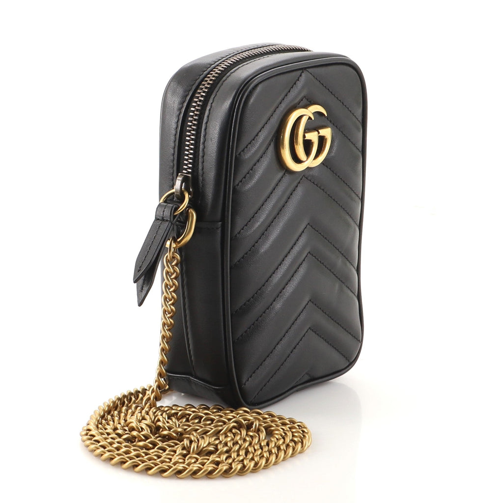 GG Marmont Vertical Phone Crossbody Bag Matelasse Leather Mini