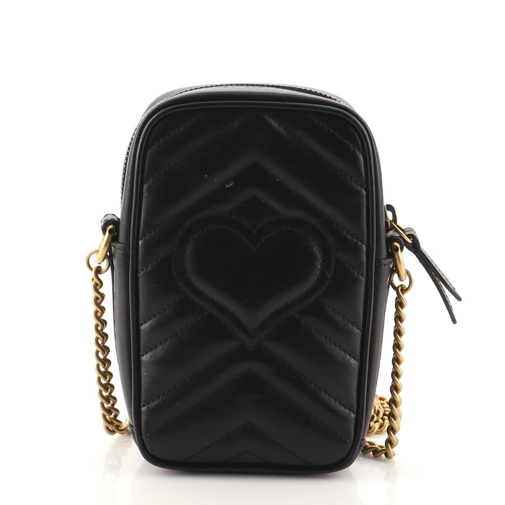 GG Marmont Vertical Phone Crossbody Bag Matelasse Leather Mini