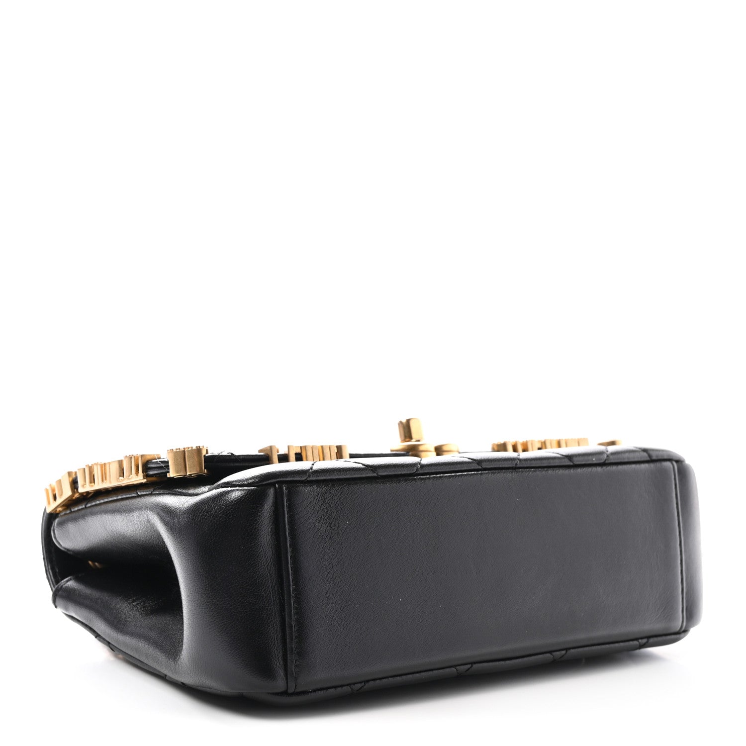 Lambskin Enamel Strass Quilted Mini Paris Monaco Flap Black
