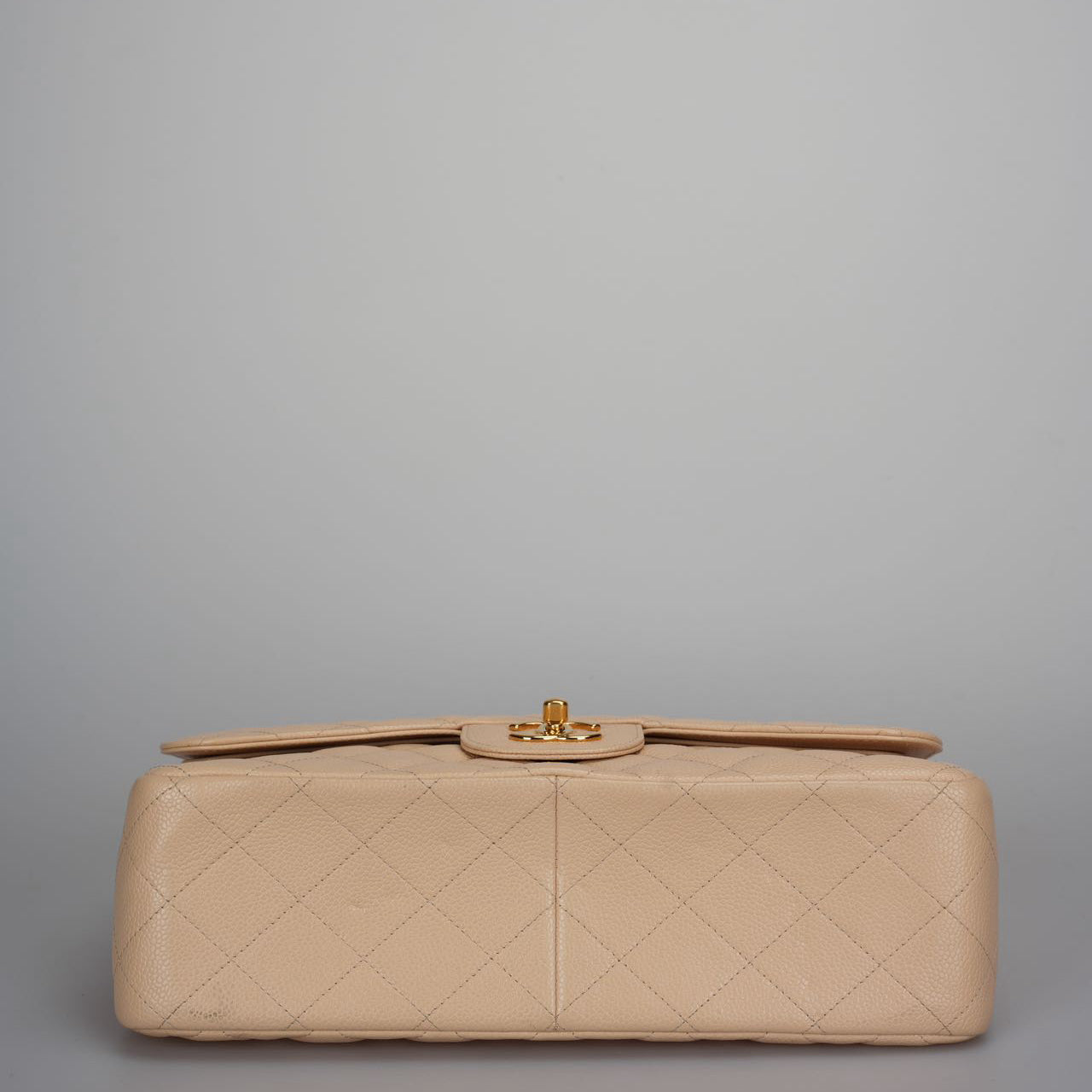 Chanel Classic Double Flap Bag Jumbo in Beige Quilted Caviar Leather with Gold Hardware