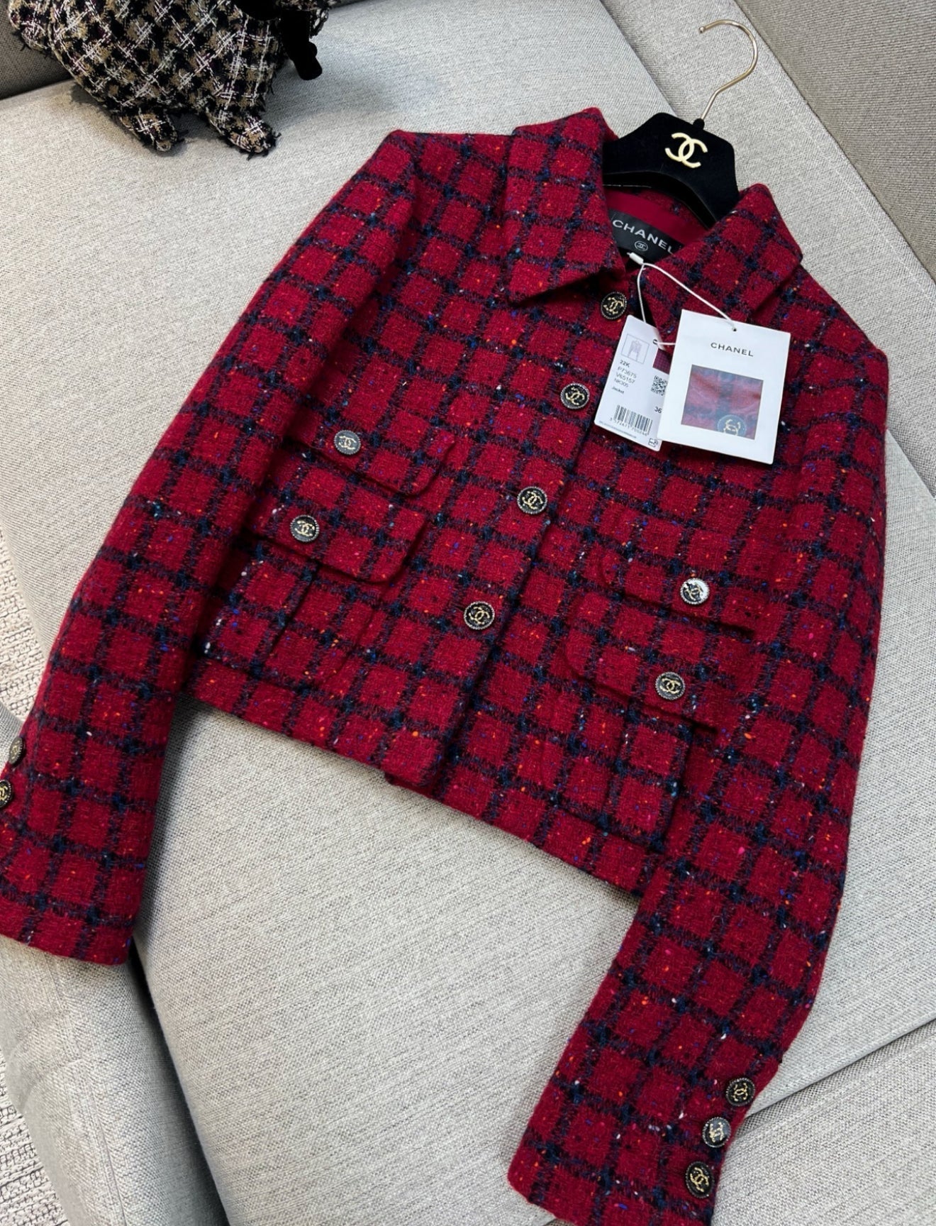 Chanel 22k red tweed jacket