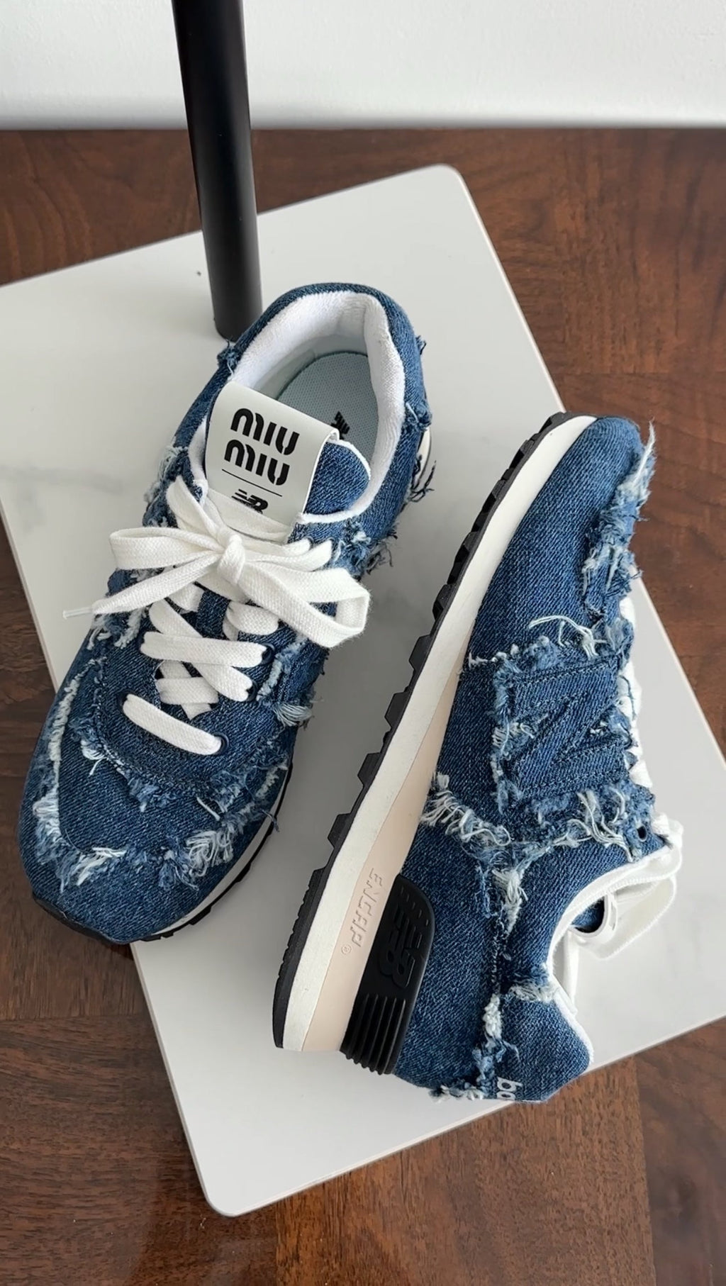 Miu Miu x New Balance Denim Frayed Sneakers - 36.5 / 37