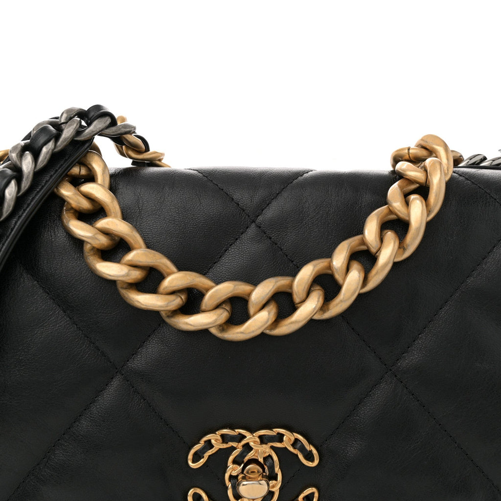 Goatskin Quilted Large Chanel 19 Flap Black