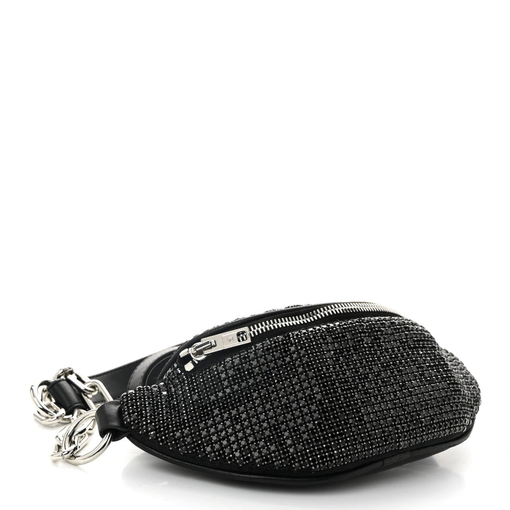 Rhinestone Mesh Mini Attica Belt Bag Black