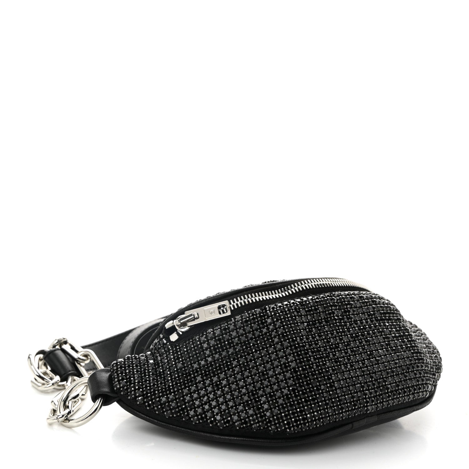 Rhinestone Mesh Mini Attica Belt Bag Black