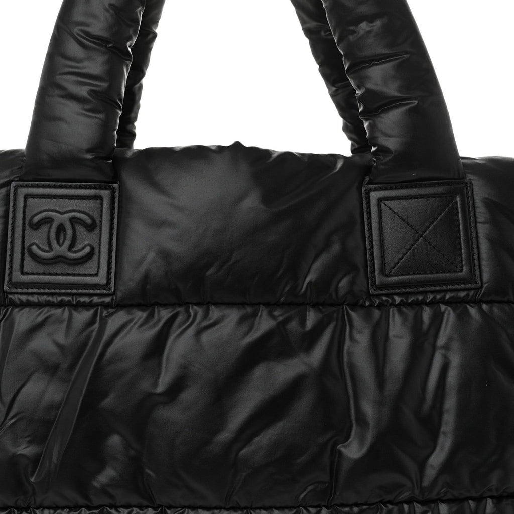 Lambskin Quilted Large Coco Cocoon Reversible Tote Black