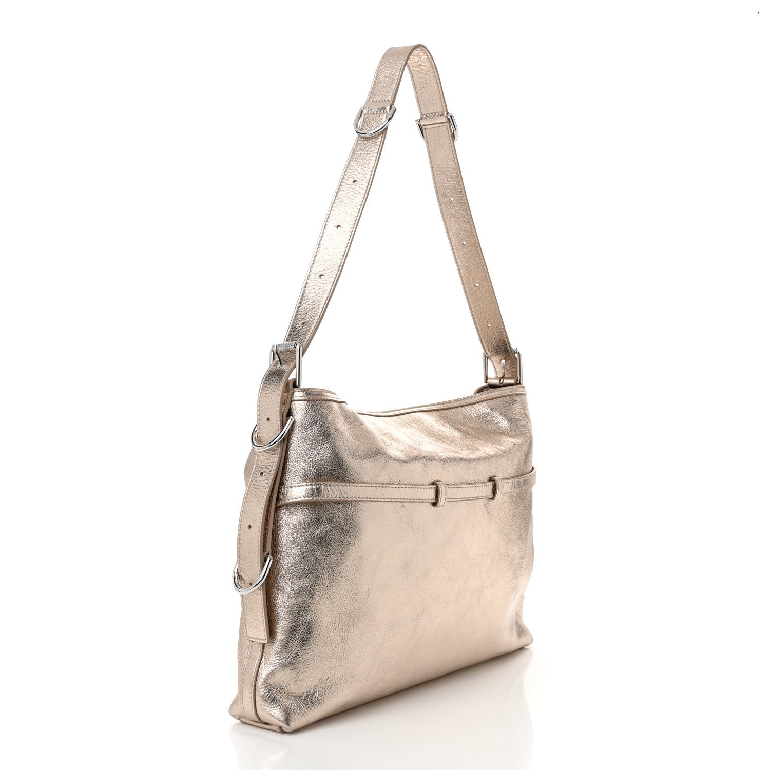 Metallic Calfskin Medium Voyou Bag Dusty Gold