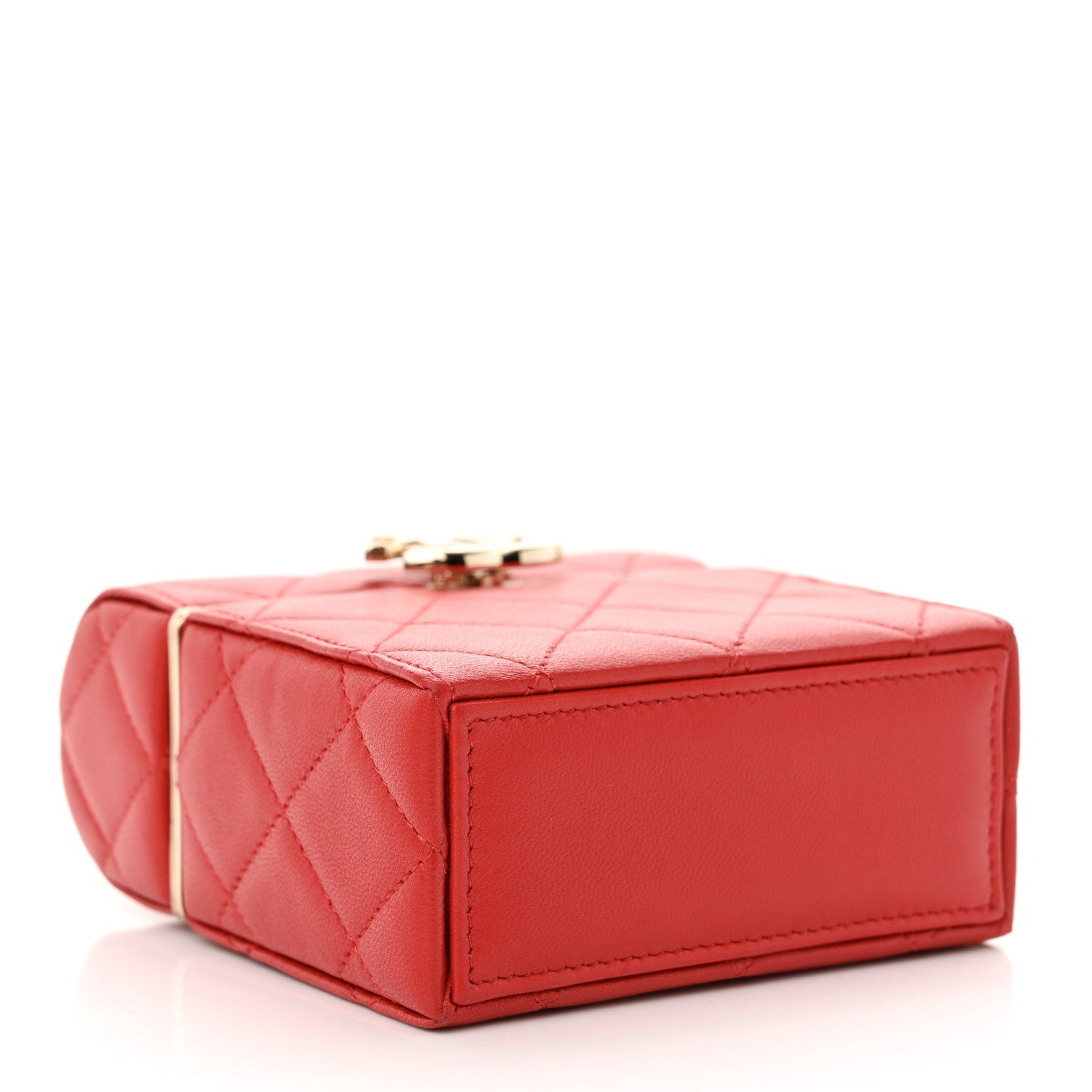 Lambskin Quilted Small Box With Chain Red