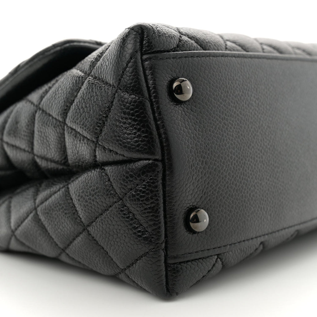 Caviar Quilted Small Coco Handle Flap So Black