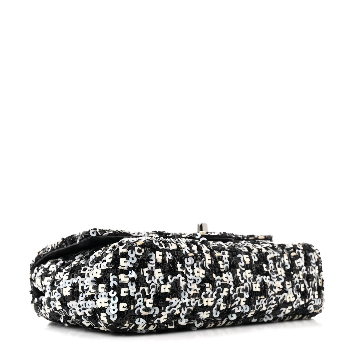 Sequin Lambskin Mini Flap Silver Black