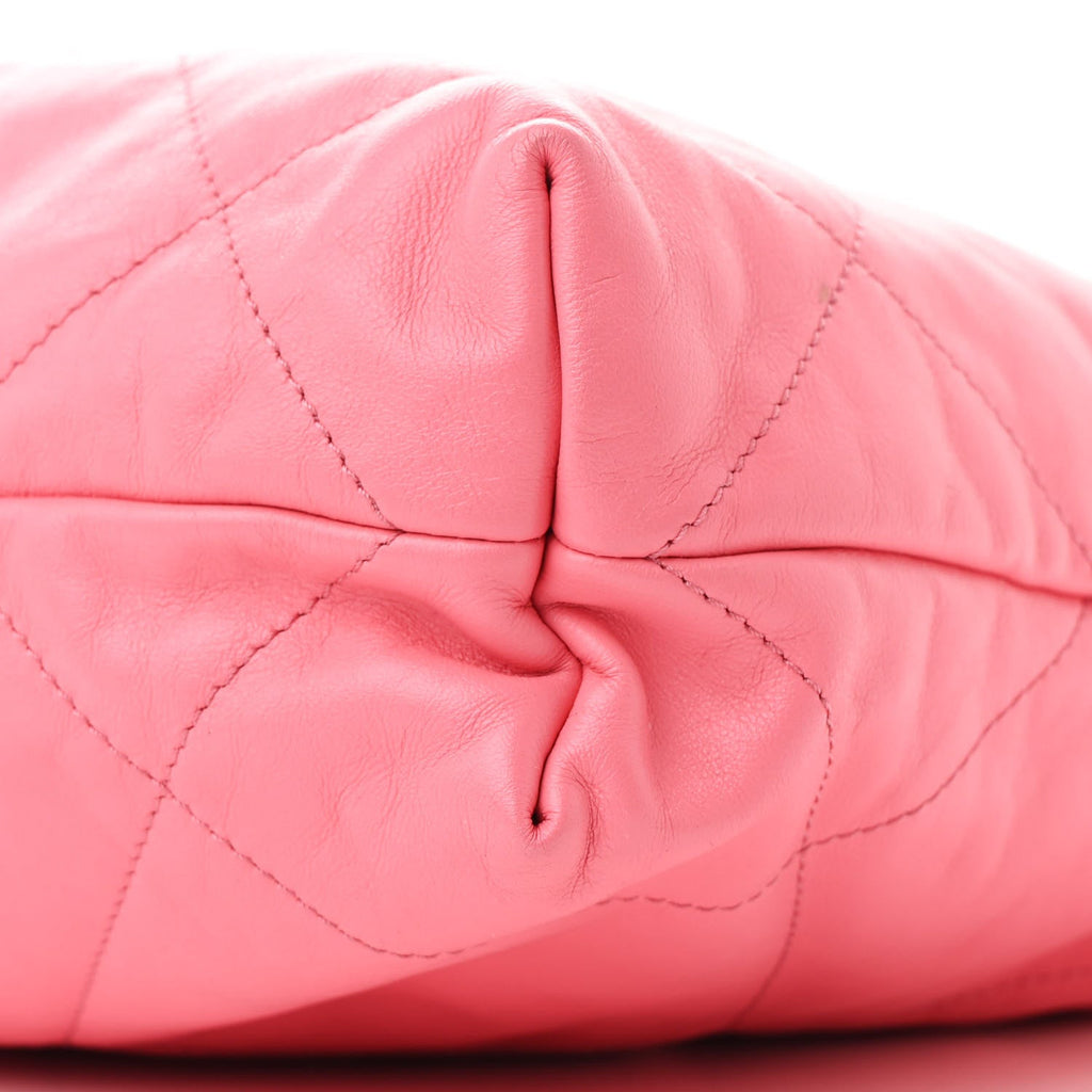 Shiny Calfskin Quilted Small Chanel 22 Coral Pink