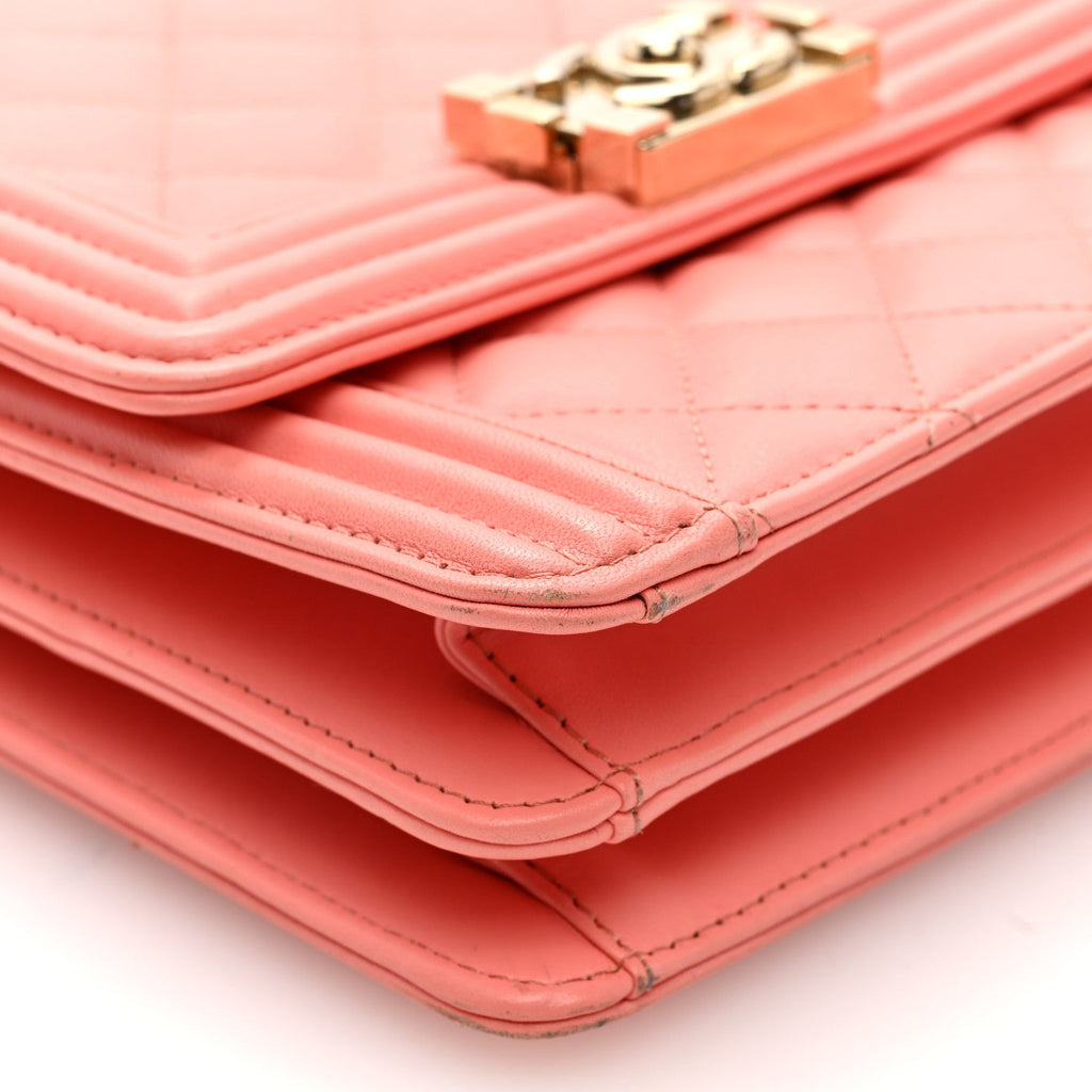 Lambskin Quilted North South Boy Flap Pink