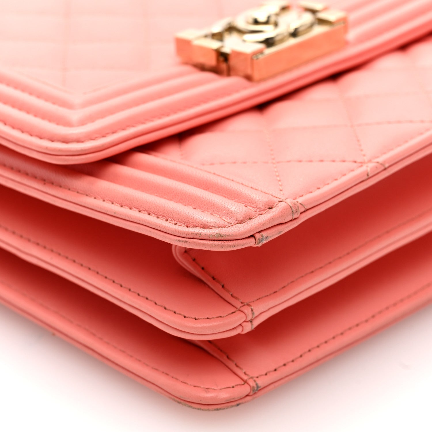 Lambskin Quilted North South Boy Flap Pink