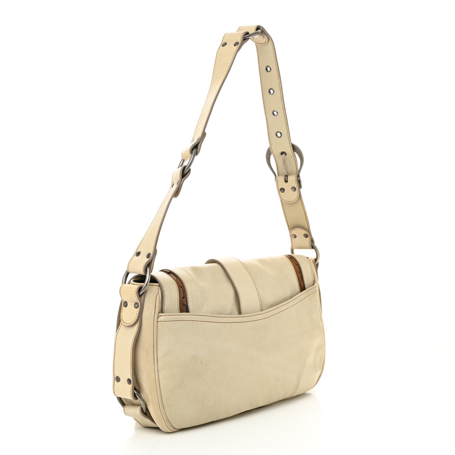 Calfskin Medium Gaucho Double Saddle Bag Ivory