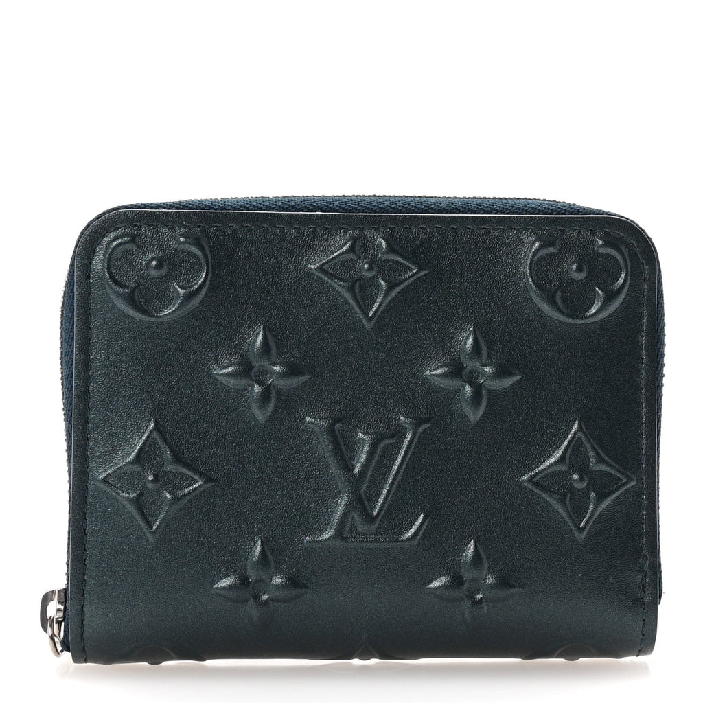 Calfskin Debossed Monogram Zippy Coin Purse Blue