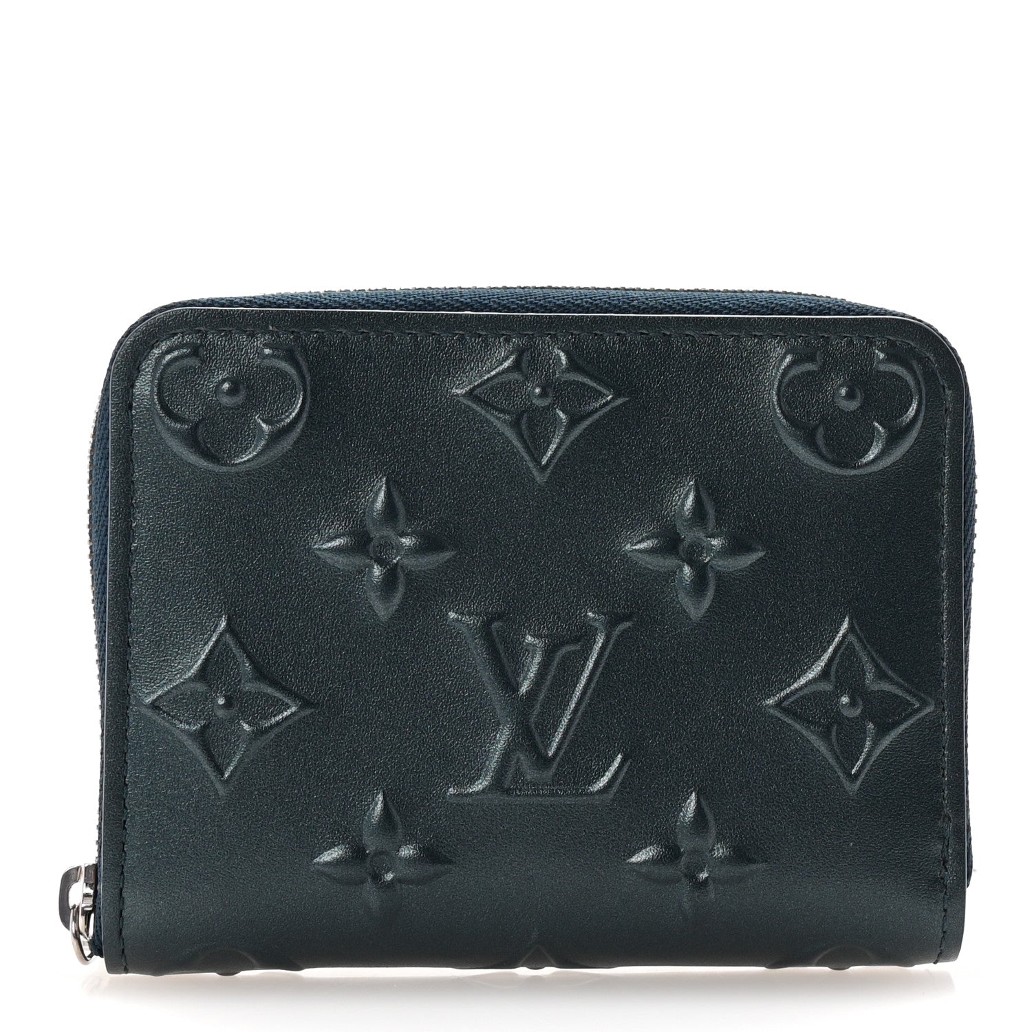 Calfskin Debossed Monogram Zippy Coin Purse Blue