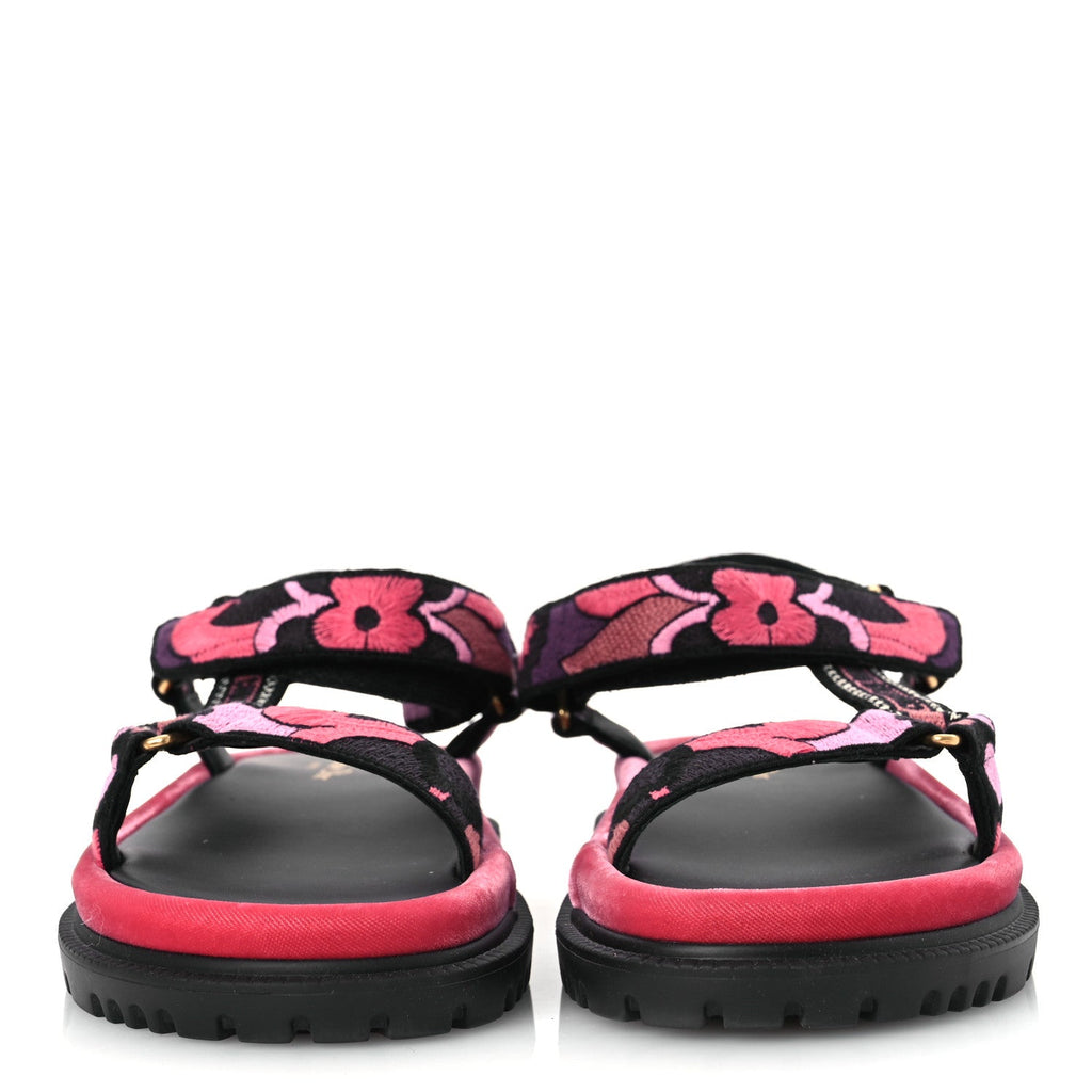 Canvas Embroidered Velvet Jardin Indien 10mm D-Wave Sandals 39 Pink Multicolor