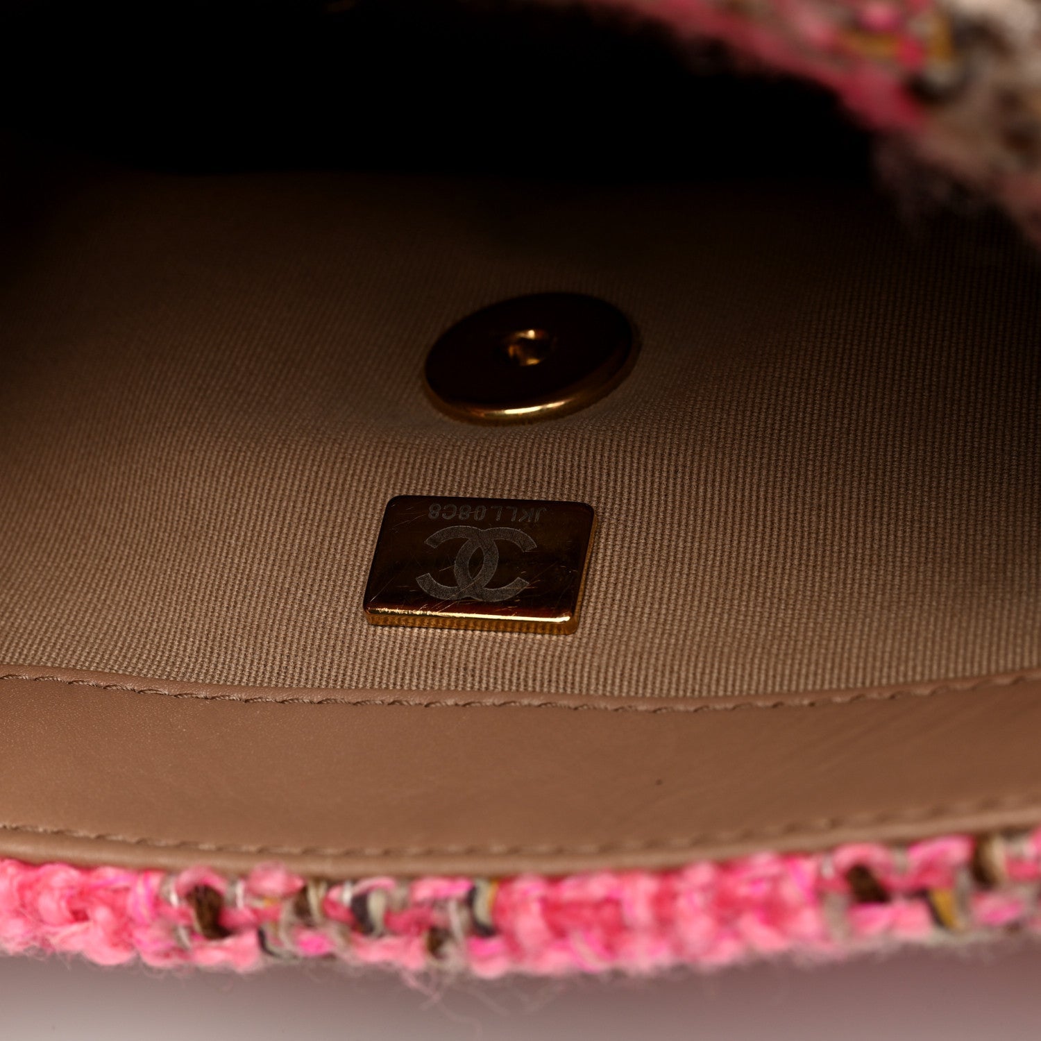 Wool Tweed Quilted Small Elegant Chain Flap Pink Brown