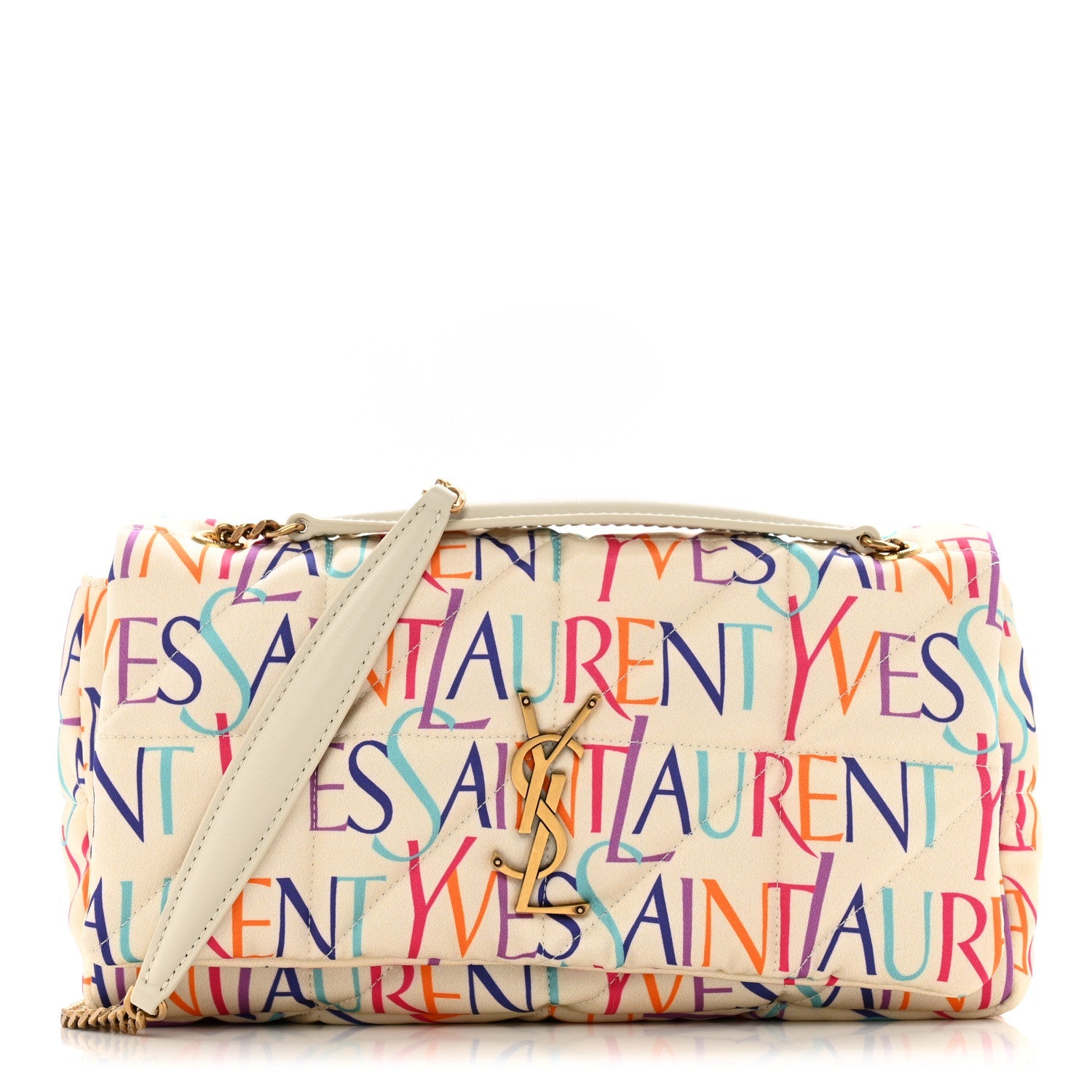 Silk Carre Rive Gauche Print Patchwork Monogram Medium Jamie Multicolor White
