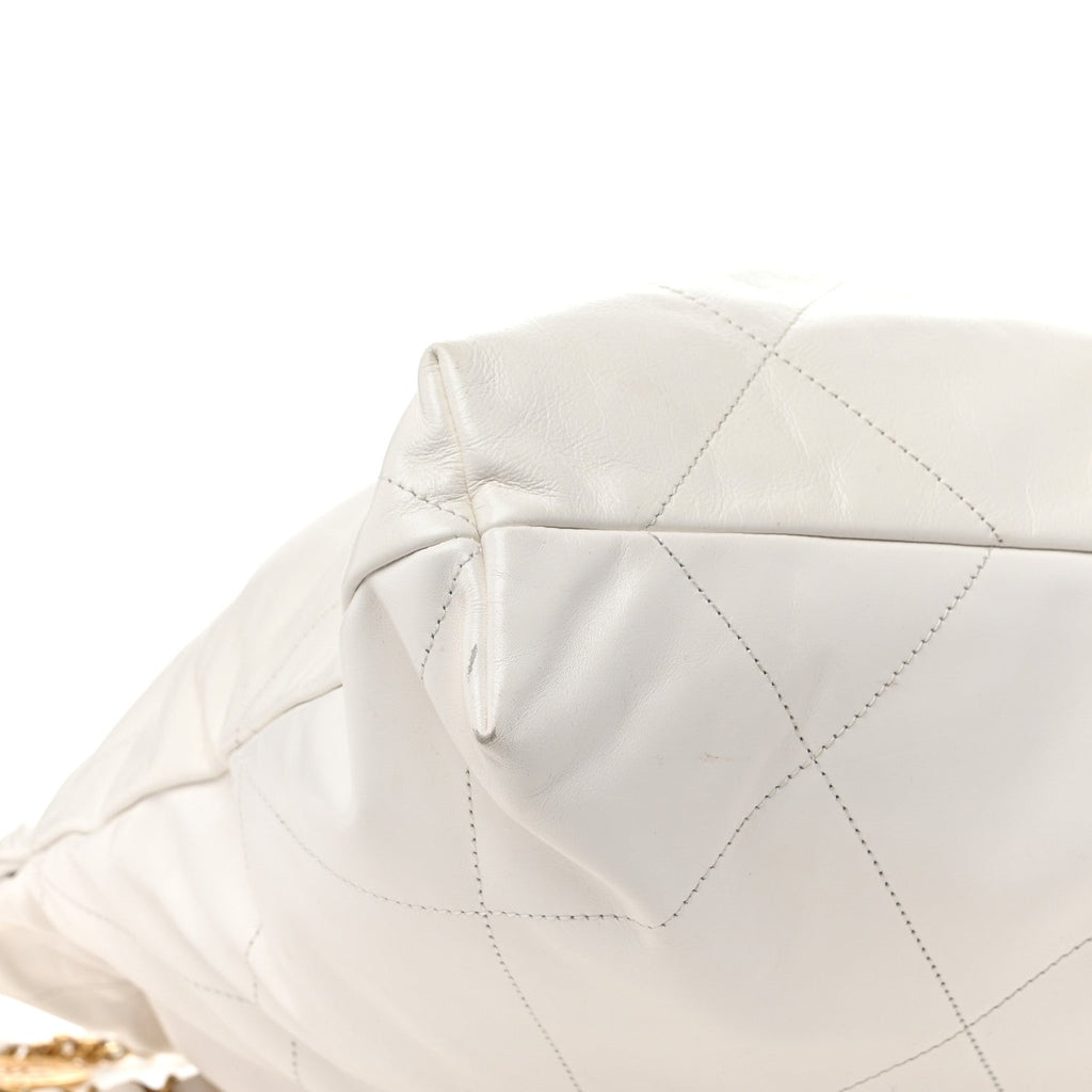 Shiny Calfskin Quilted Chanel 22 White