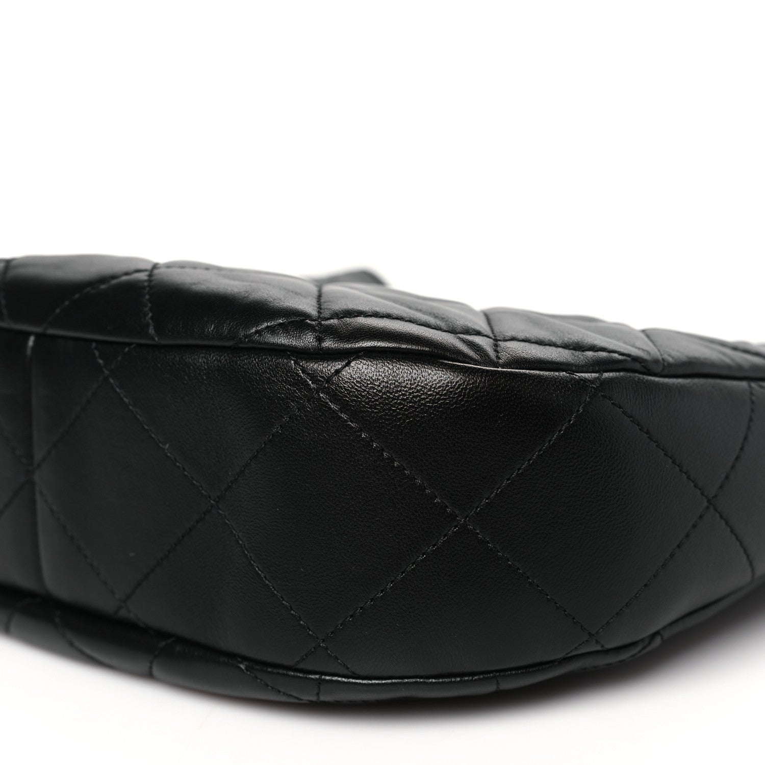 Lambskin Chain Rows Quilted Chain Hobo Black