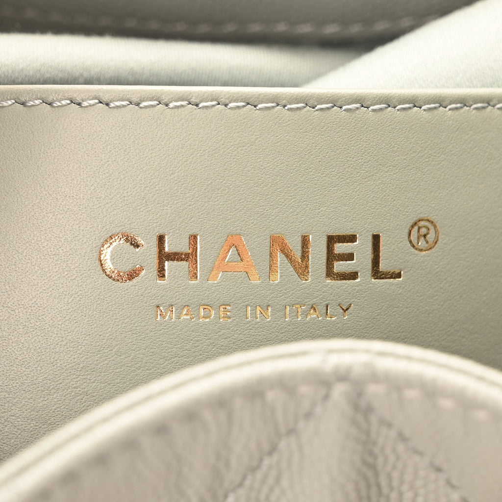 Caviar Quilted Small Chanel 25 Handbag Light Green