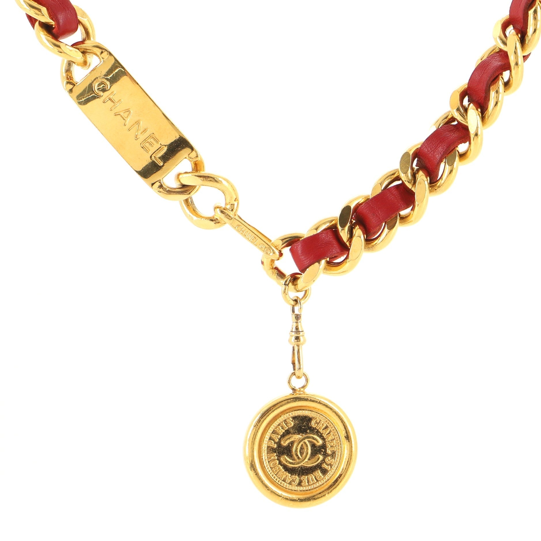 Vintage Medallion Chain Belt Metal and Leather 85