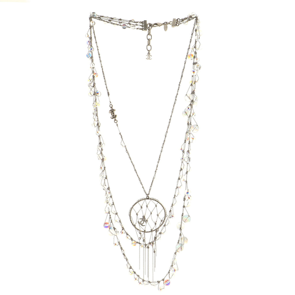 CC Dream Catcher Necklace Crystal Embellished Metal with Beads