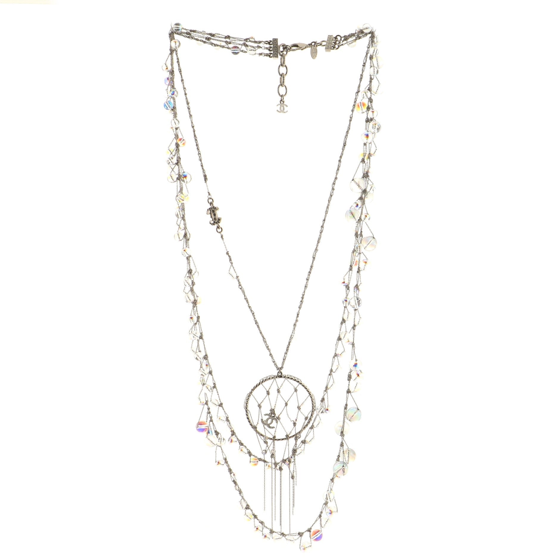 CC Dream Catcher Necklace Crystal Embellished Metal with Beads