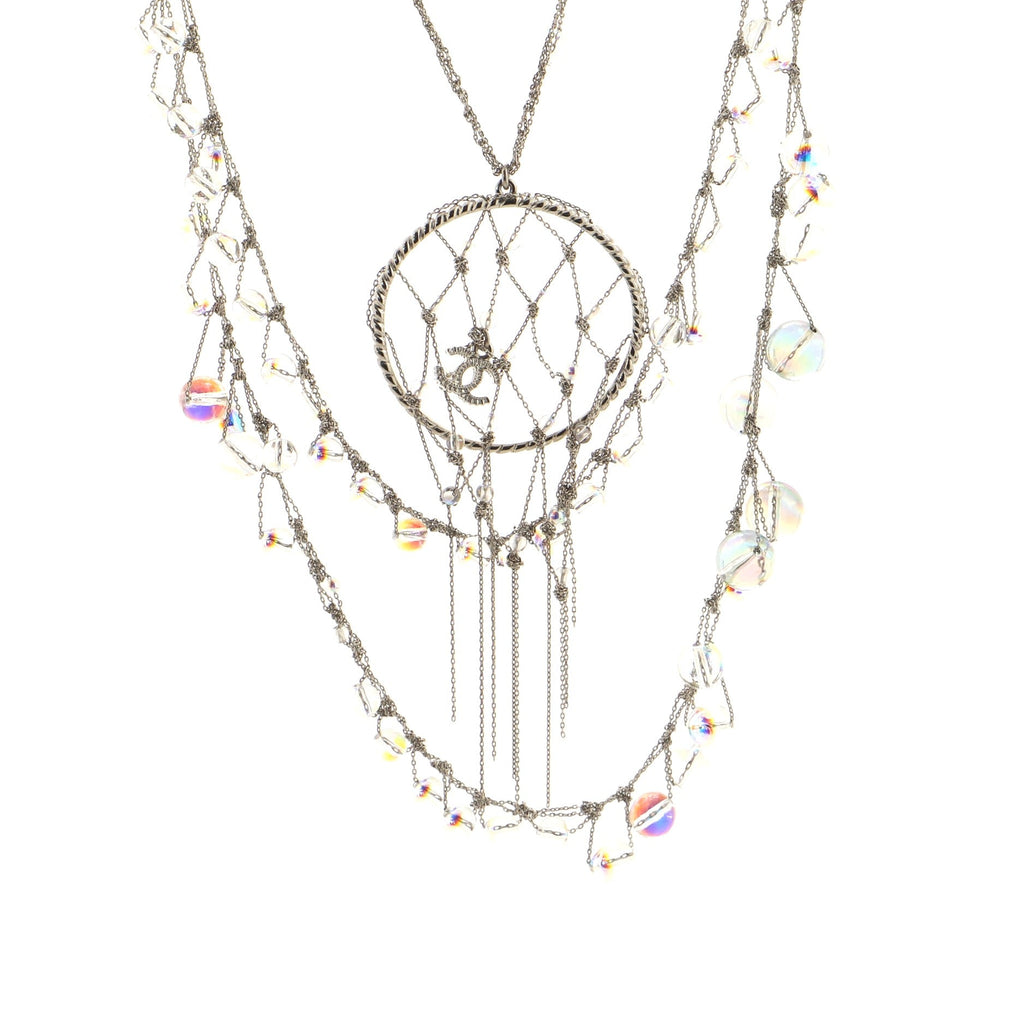 CC Dream Catcher Necklace Crystal Embellished Metal with Beads