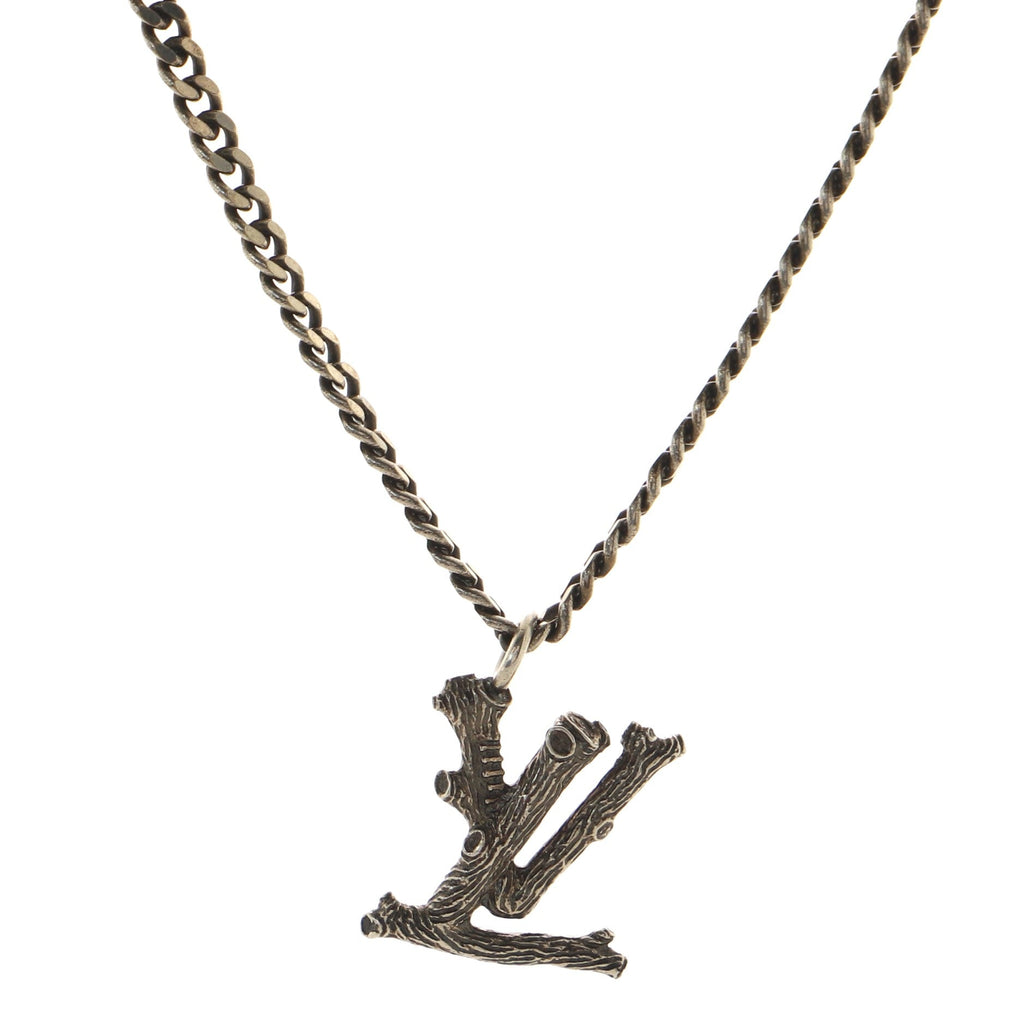 LV Wood Pendant Necklace Metal