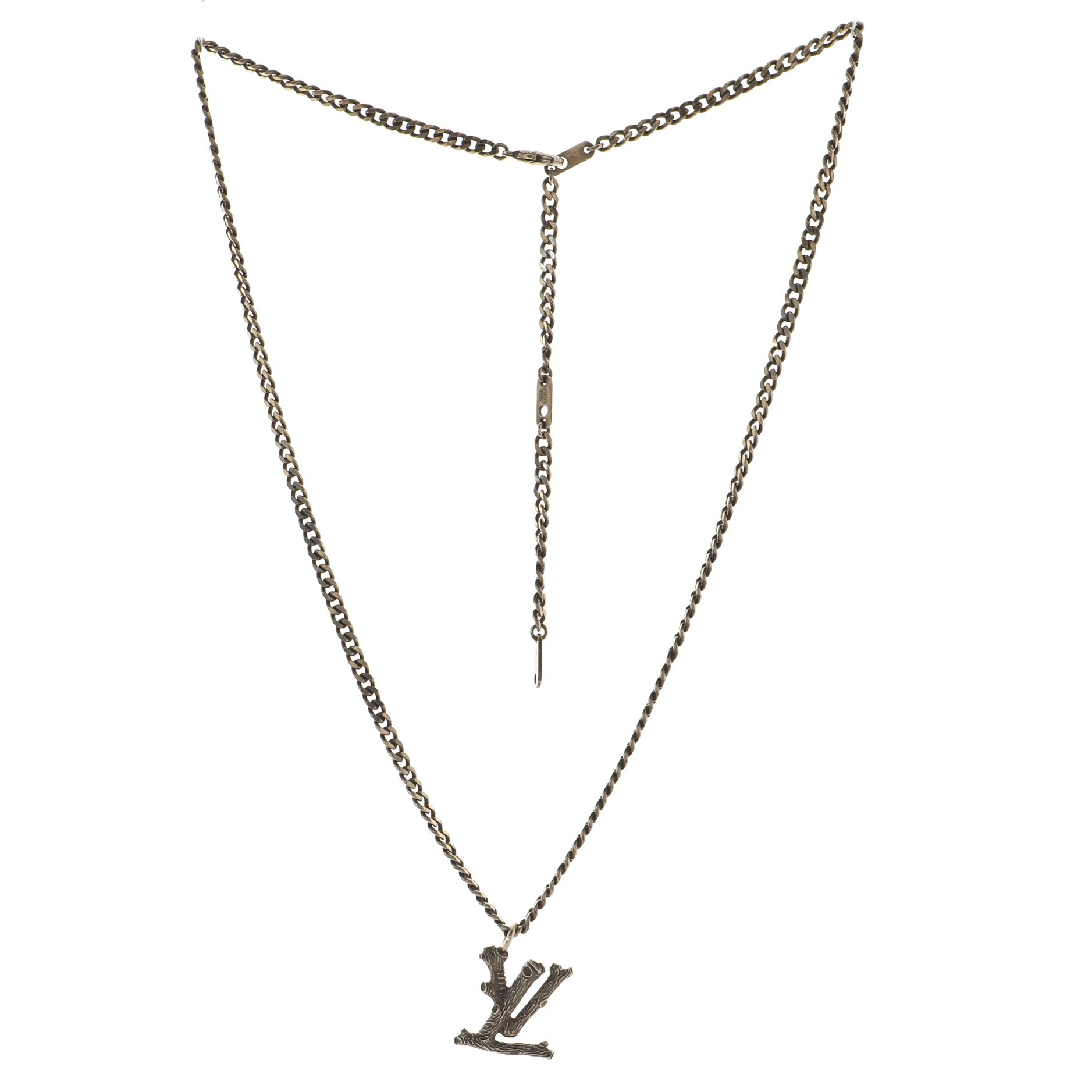 LV Wood Pendant Necklace Metal
