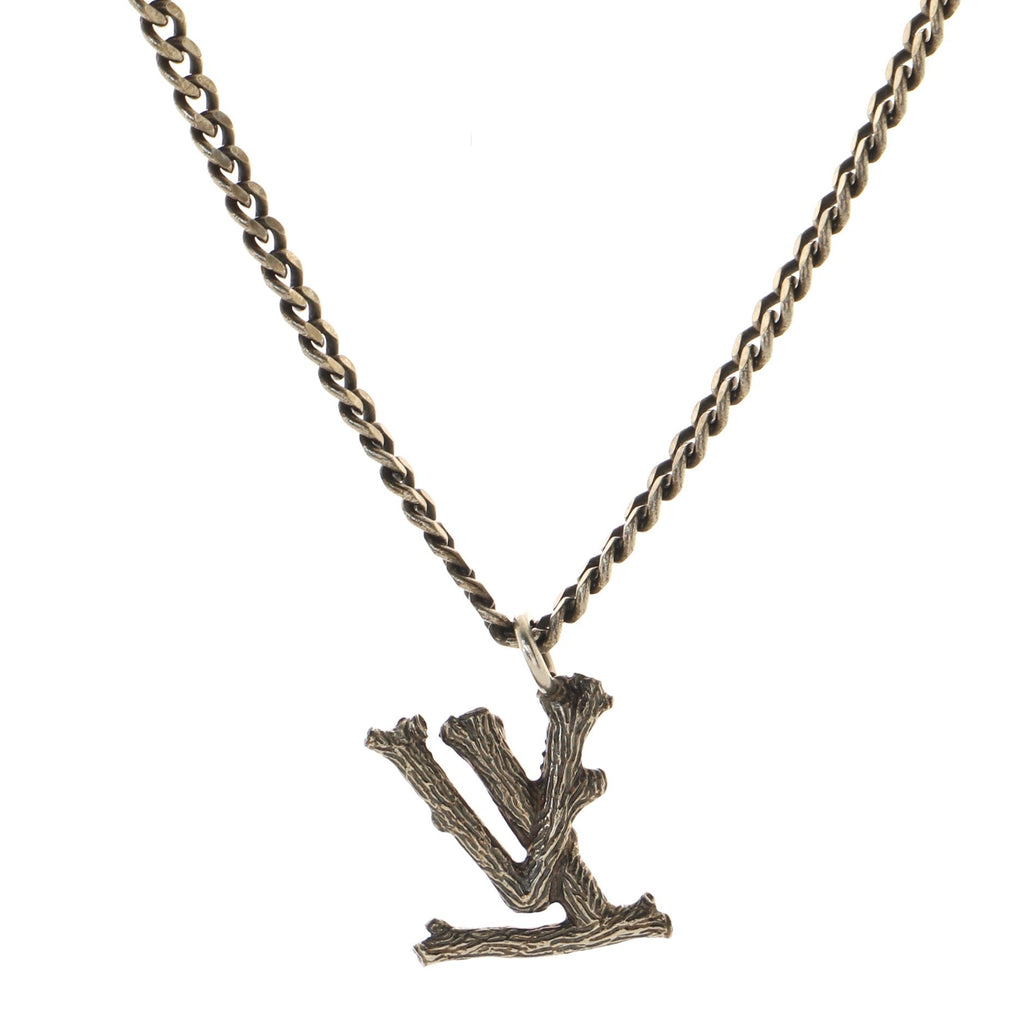 LV Wood Pendant Necklace Metal