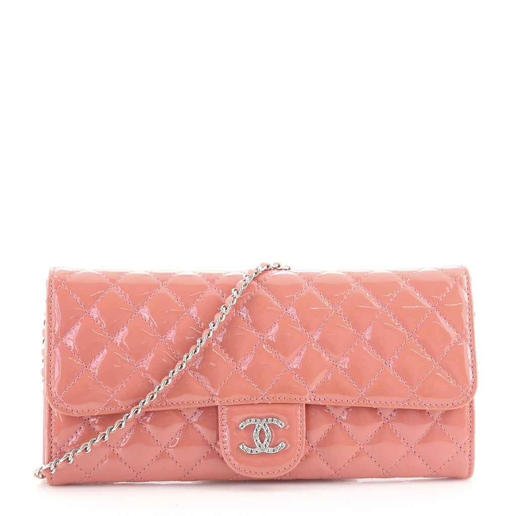 Brilliant Wallet on Chain Clutch Quilted Patent East West