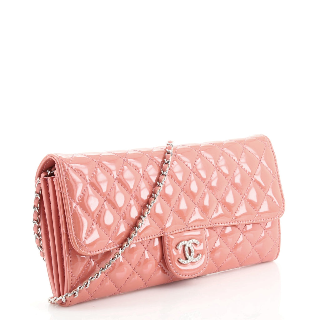 Brilliant Wallet on Chain Clutch Quilted Patent East West