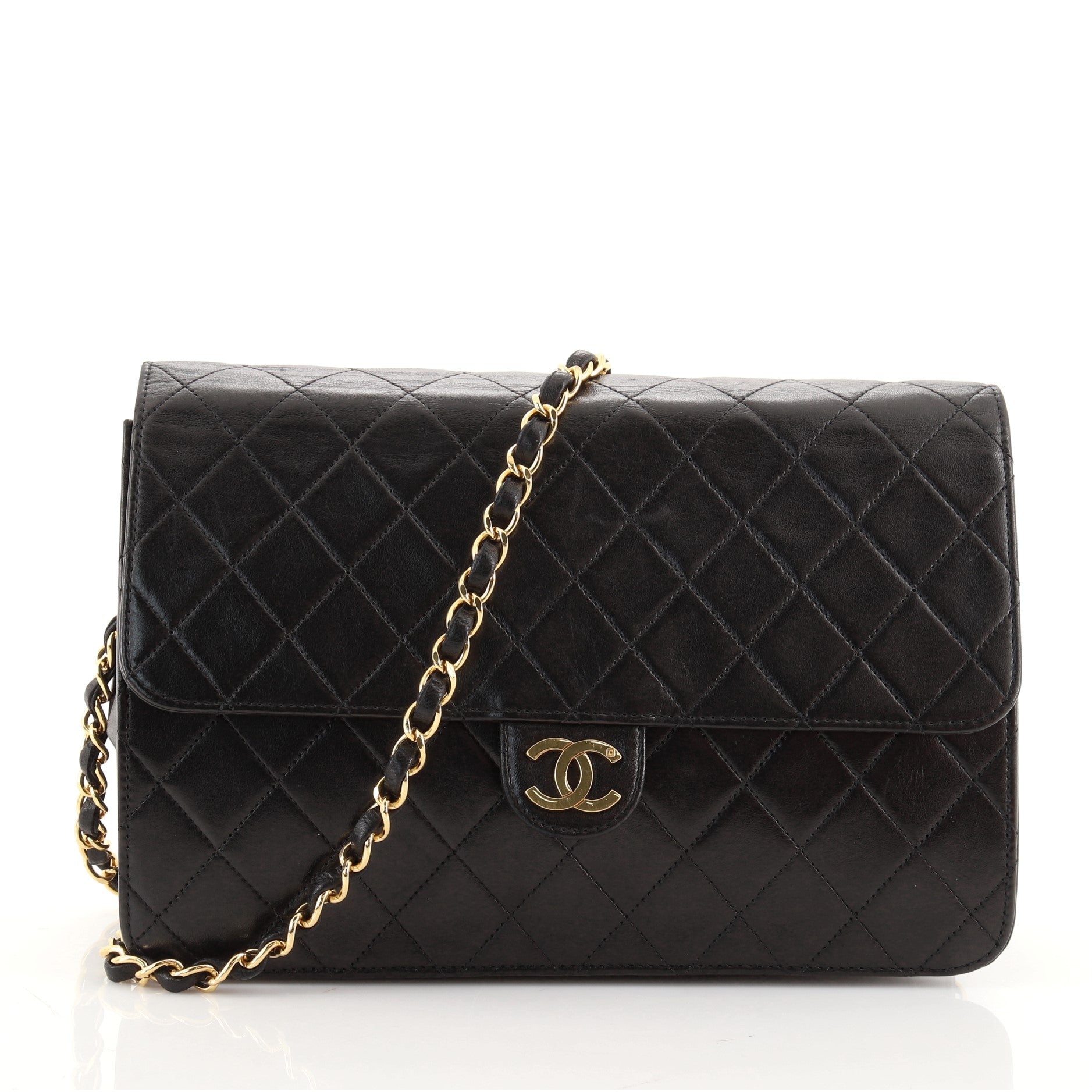 Vintage Clutch with Chain Quilted Leather Medium
