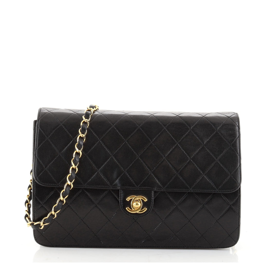 Vintage Clutch with Chain Quilted Leather Medium