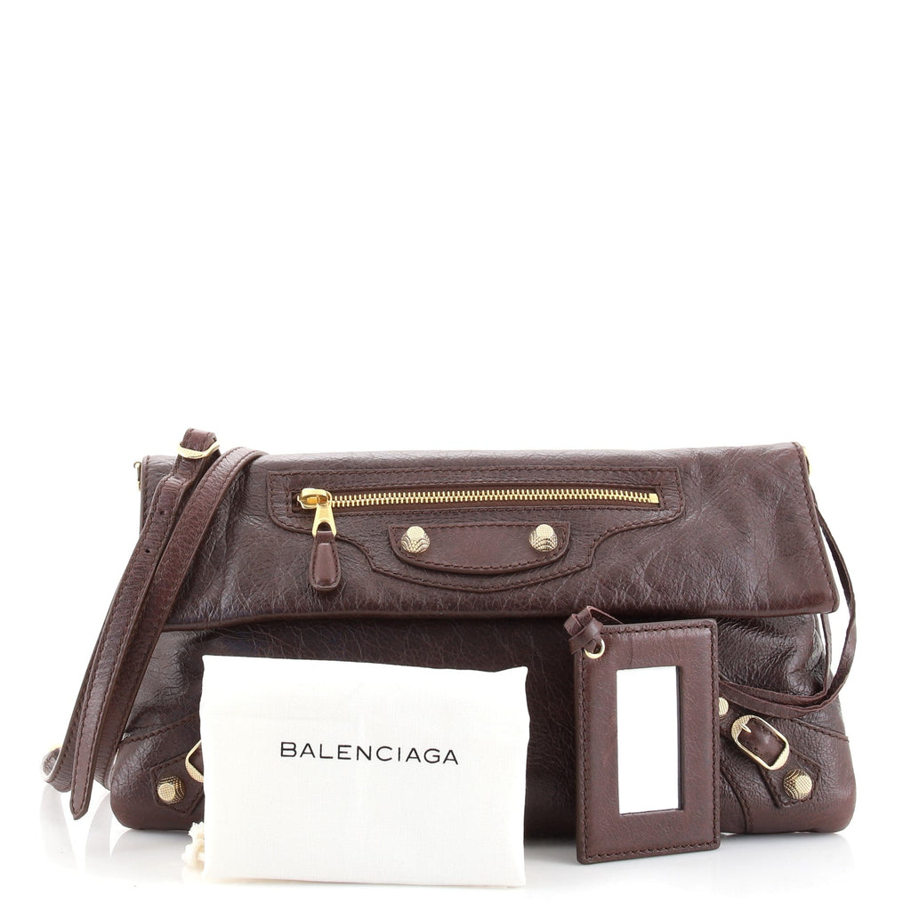Giant Studs Envelope Strap Clutch Leather