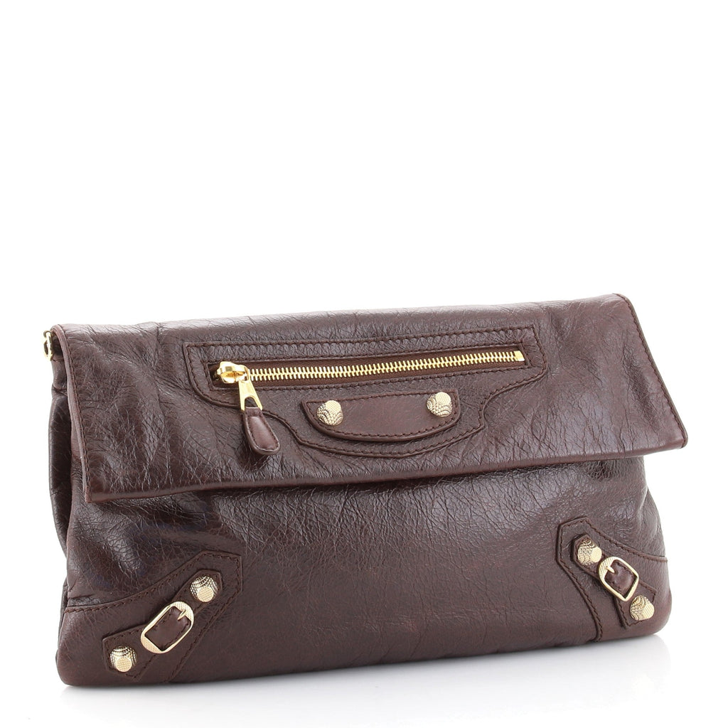 Giant Studs Envelope Strap Clutch Leather