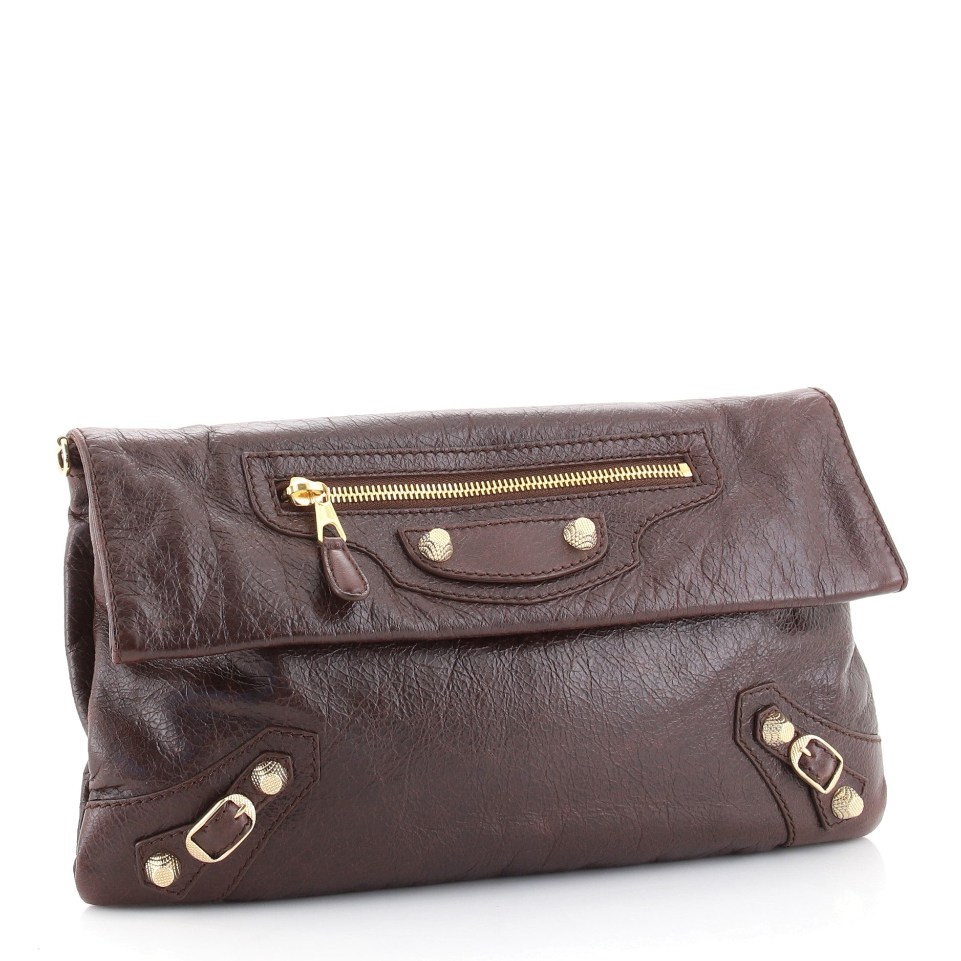 Giant Studs Envelope Strap Clutch Leather