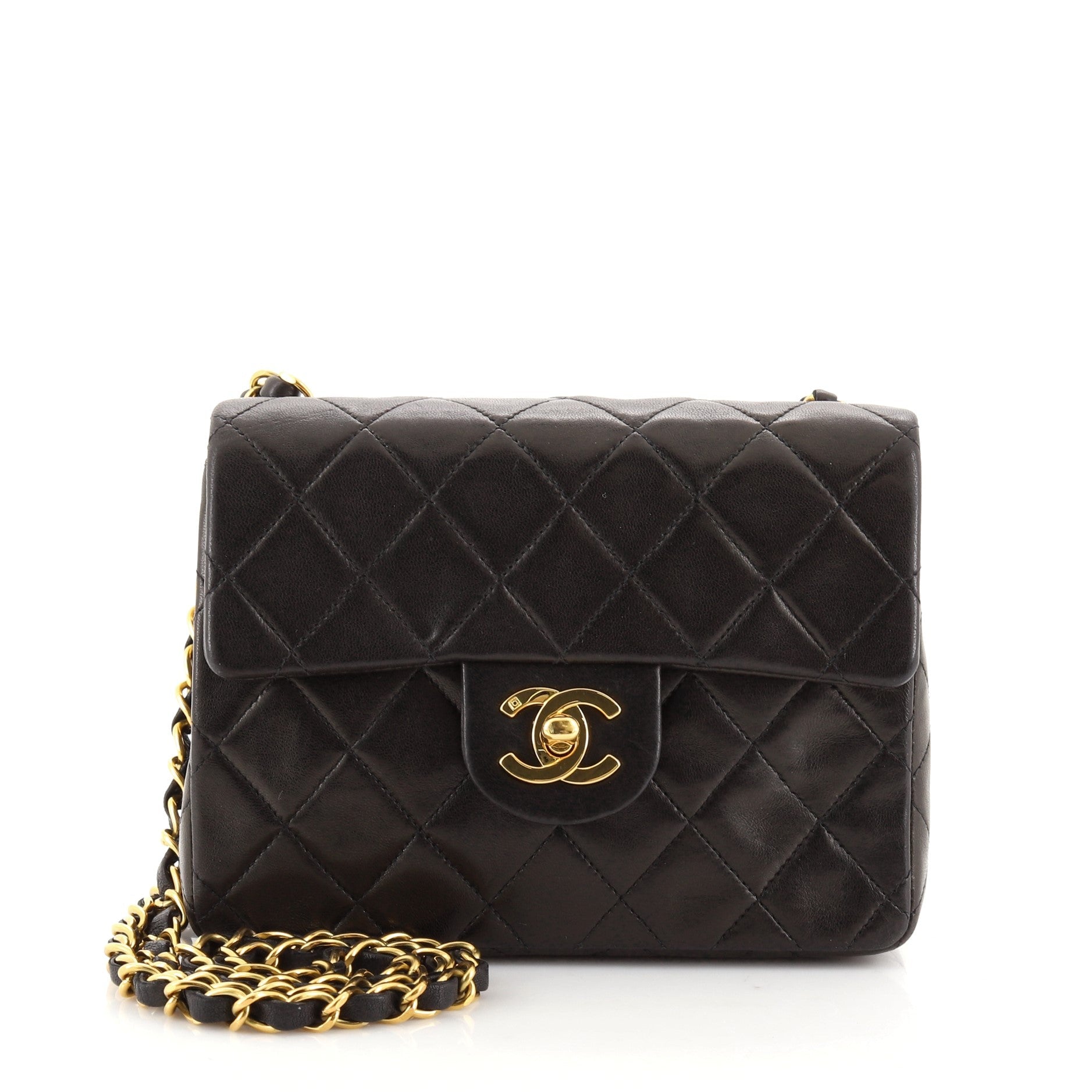 Vintage Square Classic Single Flap Bag Quilted Lambskin Mini