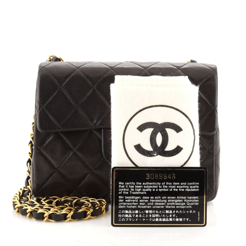 Vintage Square Classic Single Flap Bag Quilted Lambskin Mini