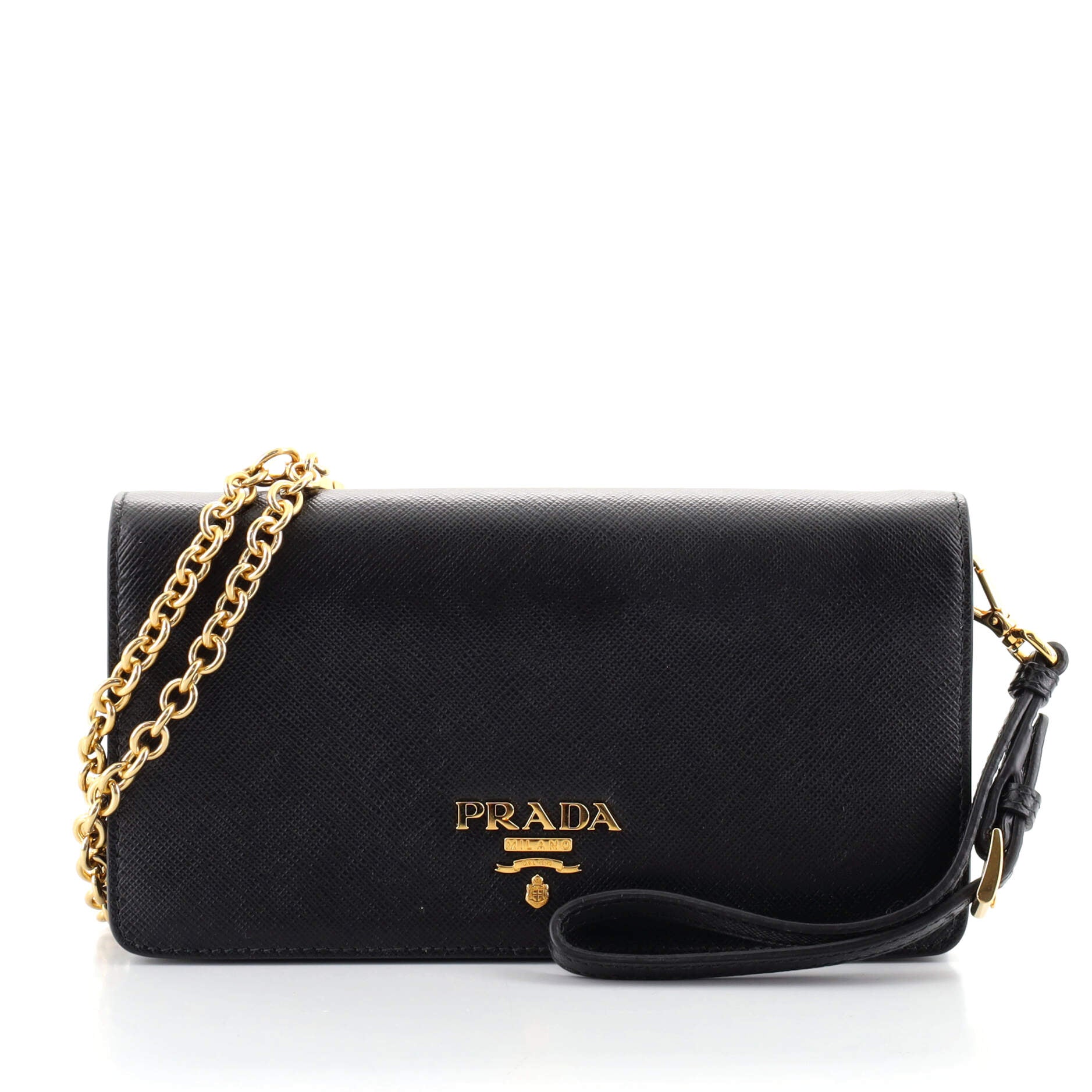 Wristlet Wallet on Chain Saffiano Leather Mini