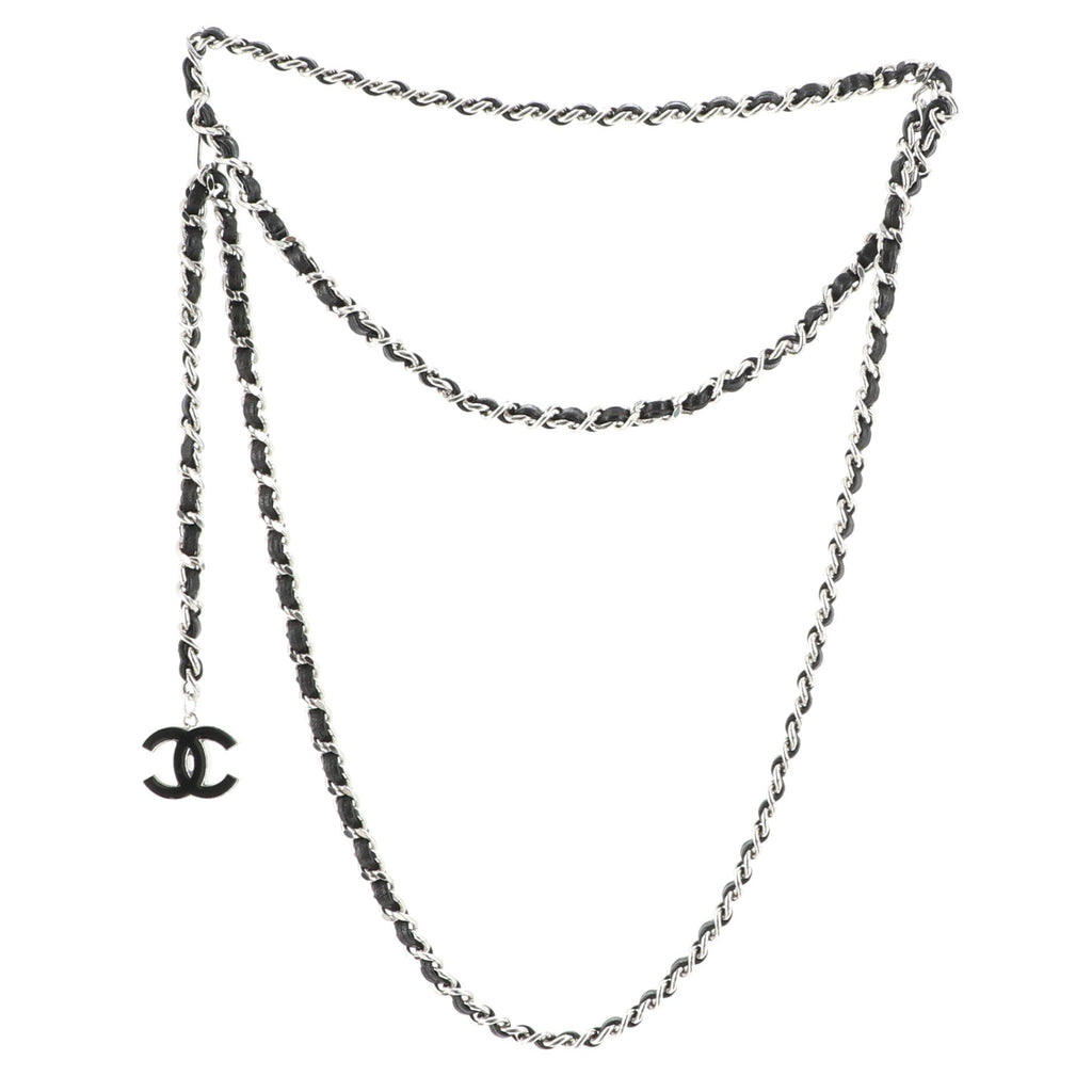 CC Charm Double Chain Belt Metal and Leather 95