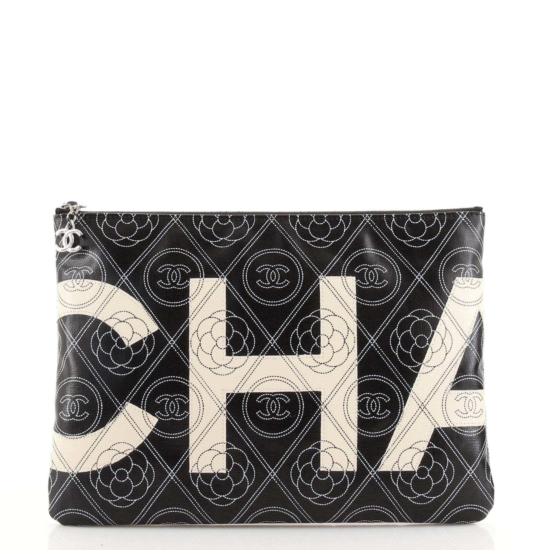 Camellia Logo Wristlet Clutch Printed Coated Canvas Medium