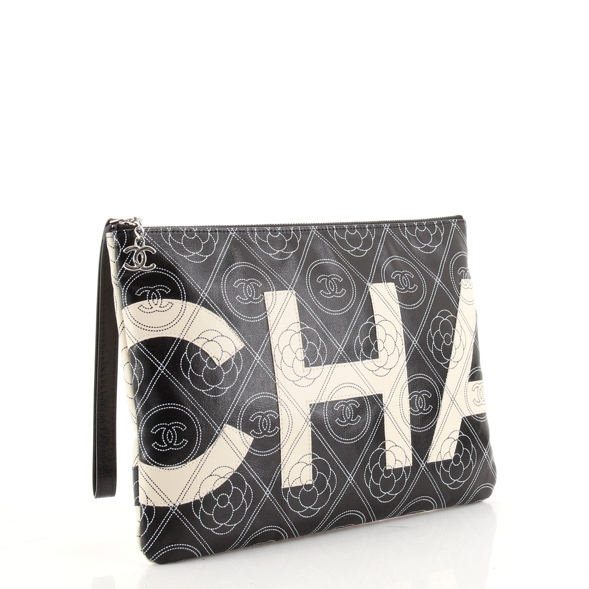 Camellia Logo Wristlet Clutch Printed Coated Canvas Medium