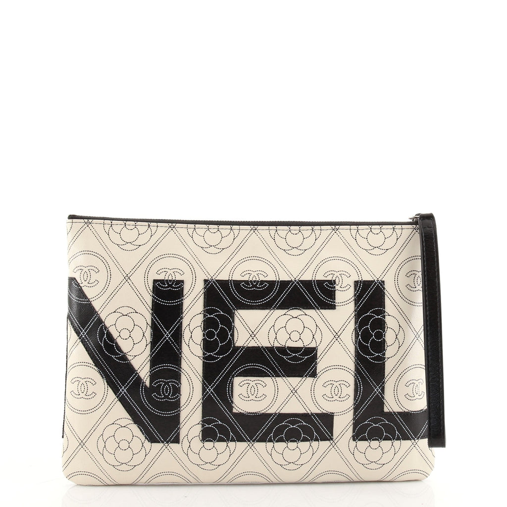 Camellia Logo Wristlet Clutch Printed Coated Canvas Medium
