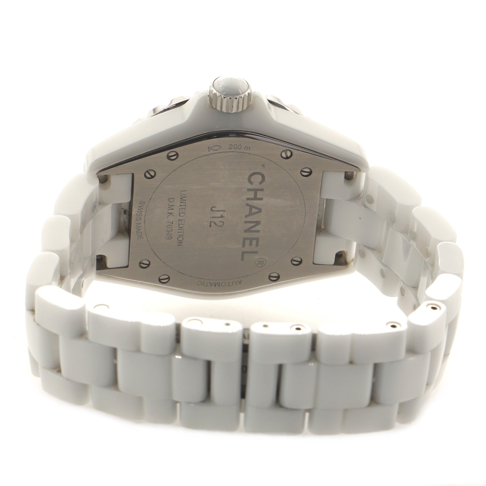 J12 Pink Light Automatic Watch Ceramic and Stainless Steel with Diamond Markers 38