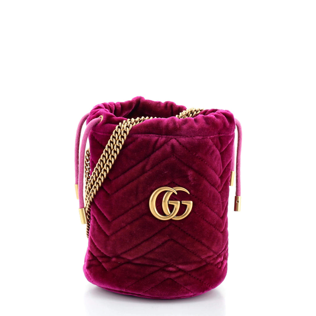 GG Marmont Bucket Bag Matelasse Velvet Mini