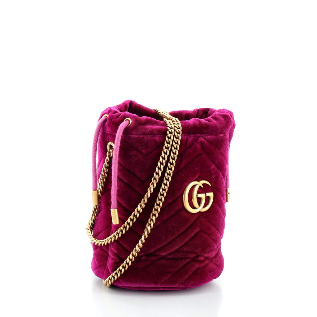 GG Marmont Bucket Bag Matelasse Velvet Mini